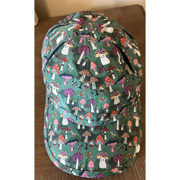 Sprints Mushroom Mania Running Hat Green Pink Print OS Lightweight Workout Gym - Picture 4 of 8